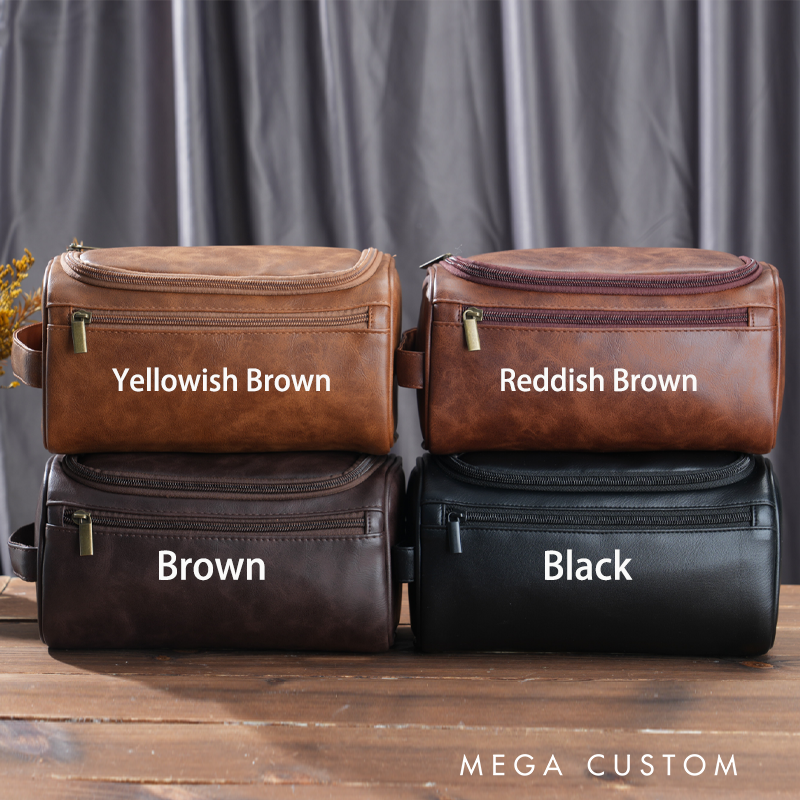 Personalized Firefighter Toiletry Bag Engraved Leather Dopp Kit Gift for Fireman