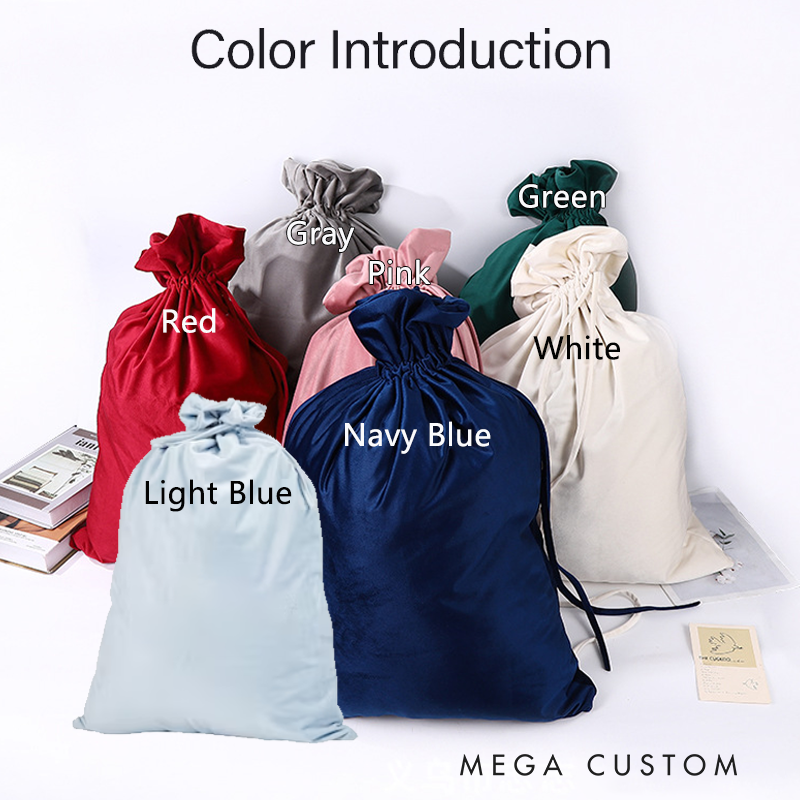 Personalized Velvet Santa Sack Christmas Gift Bag for Teachers Cute Rudolph Christmas Tree Santa Claus Design Gift Bags Christmas Party Supplies Favors