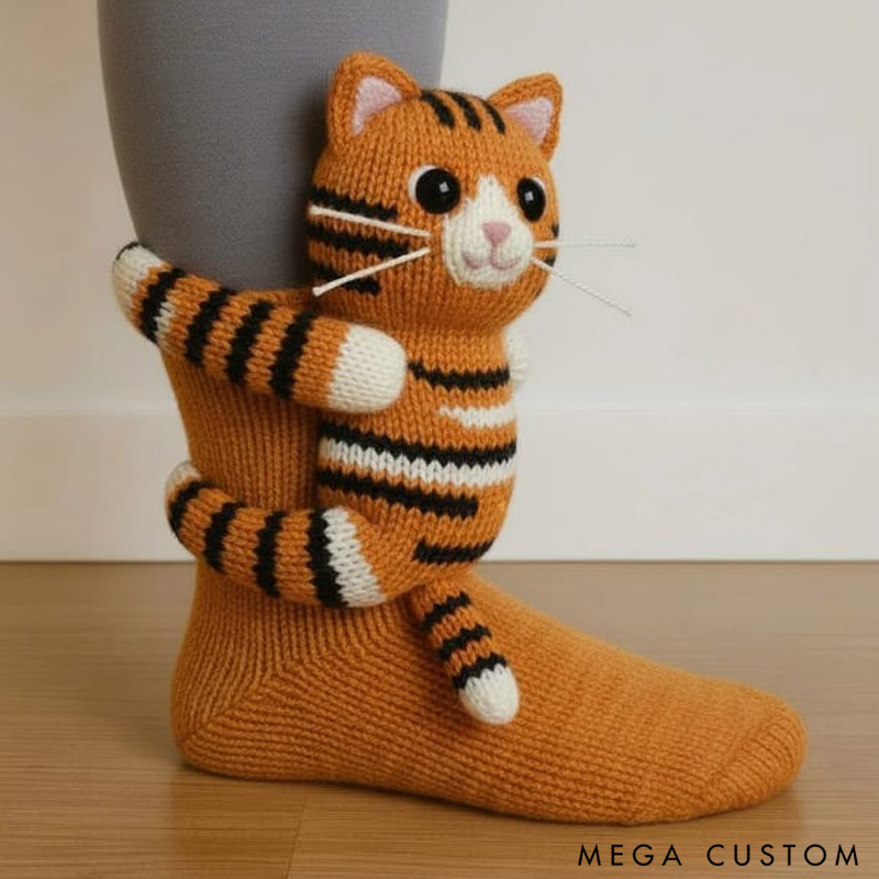 Personalized Christmas 3D Knit Animal Socks Gift for Her from Knitting Lovers
