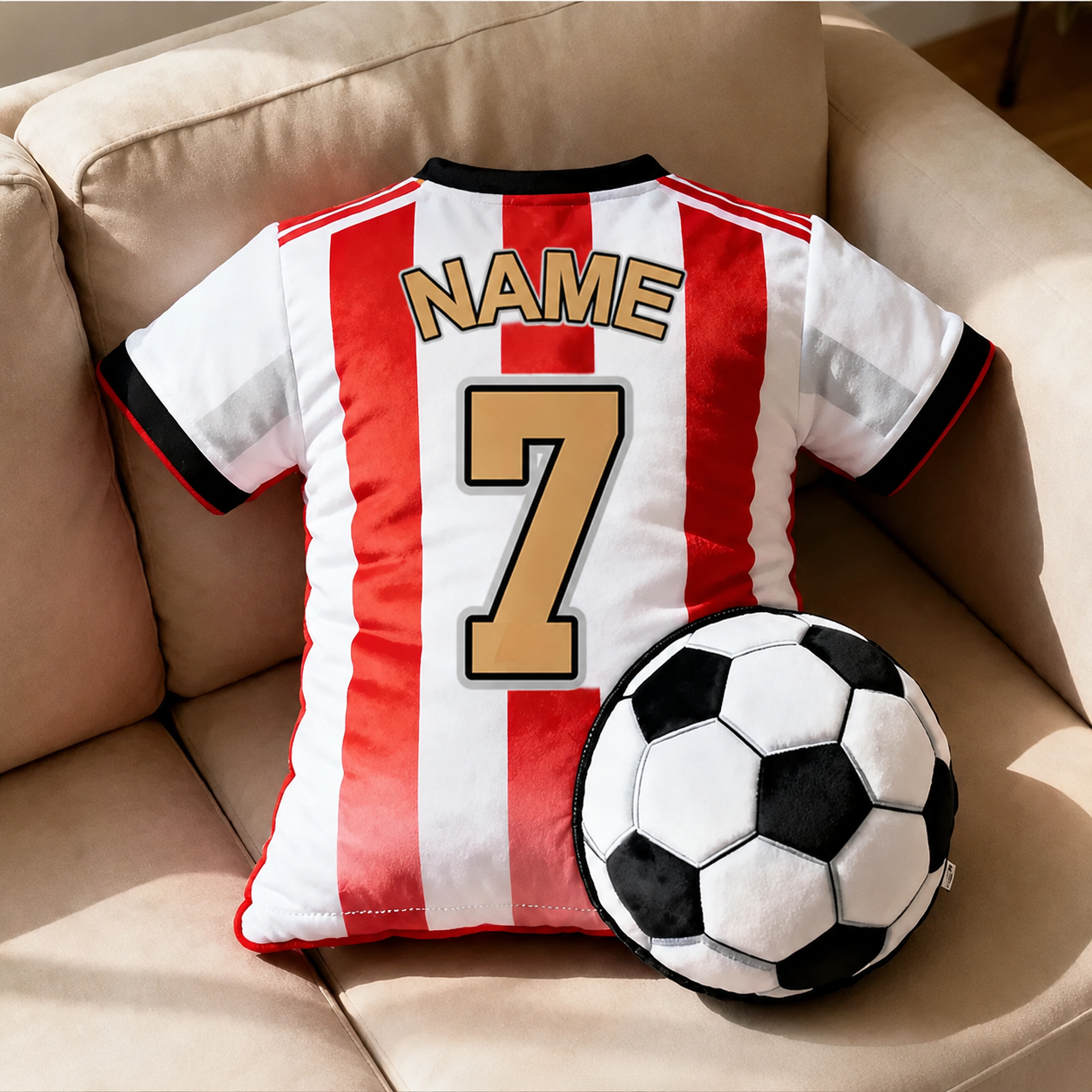 Personalized Graphic3DPrint Soccer Jersey Pillow with Custom Name and Number for Fans