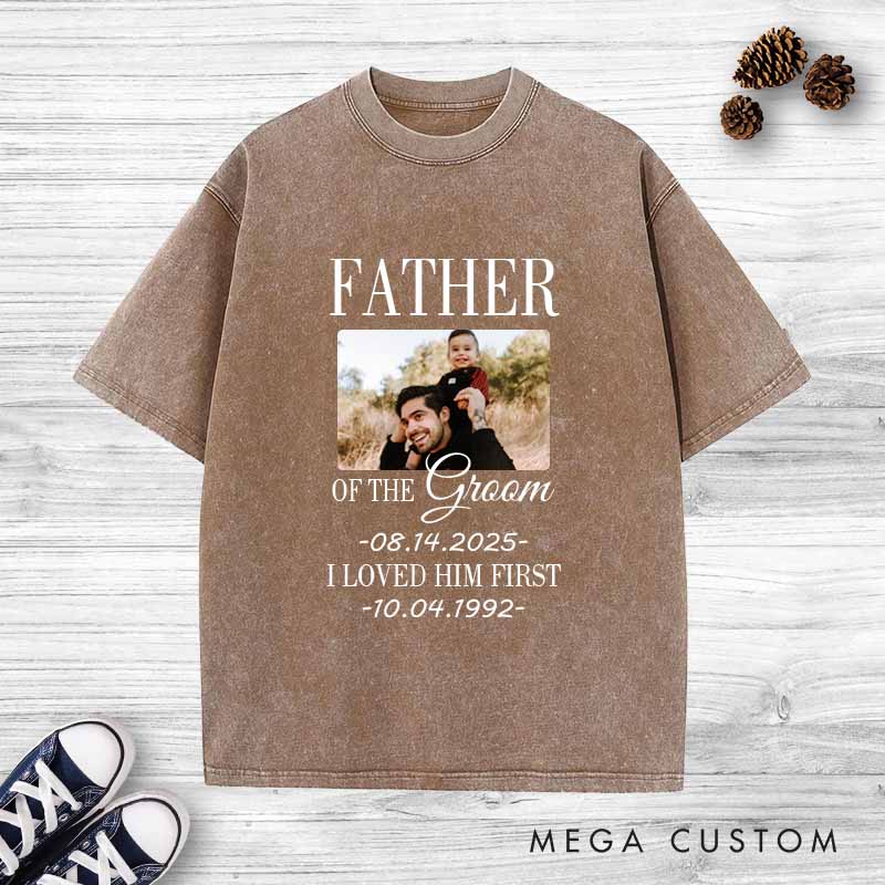 Personalized Father of the Groom Washed T-Shirt Heartfelt Tribute for FOG T-Shirt Groom Dad Vintage Shirts Groom Father y2k Washed Tees