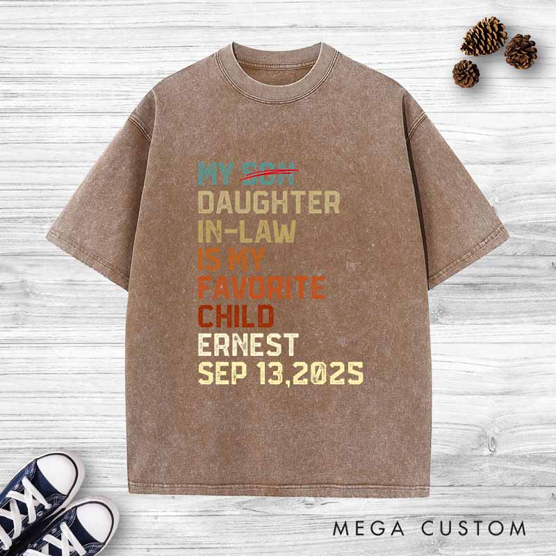 Personalized Father of the Groom Washed T-Shirt Daughter-in-Law Favorite Child Humor Shirt Vintage Groom Dad Bachelor Party Shirts