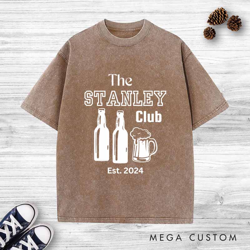 Personalized Bachelor Party Washed T-Shirt Groom Groomsmen Wedding Favors Shirts Retro y2k Washed T-Shirt for Best Man