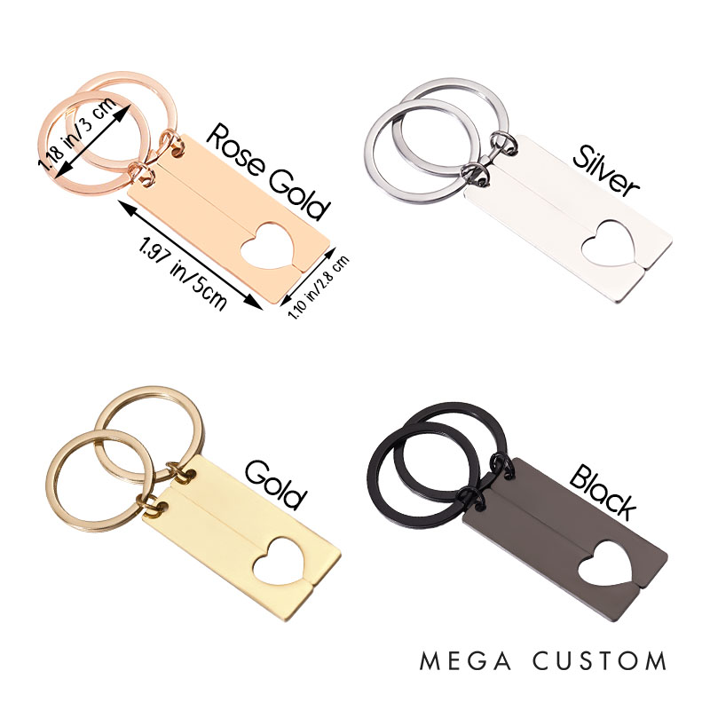 Personalized Couple Initials 2pcs Matching Keychain Custom Newlyweds Matching Heart Keyring Valentine's Day Gift for Boyfriend Girlfriend Husband Wife