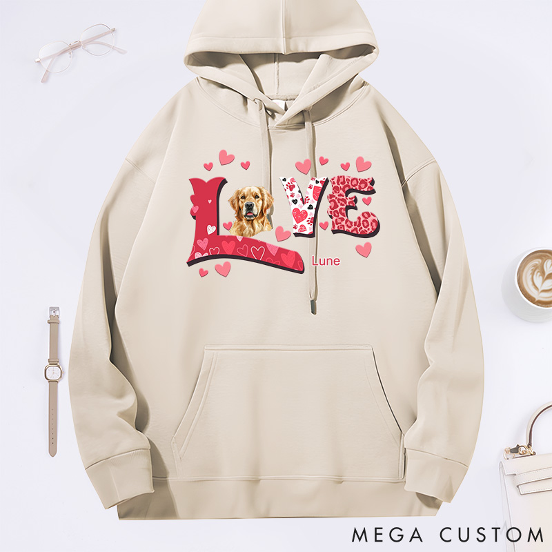 Personalized Dog Lover Love Heart Classic Hoodies