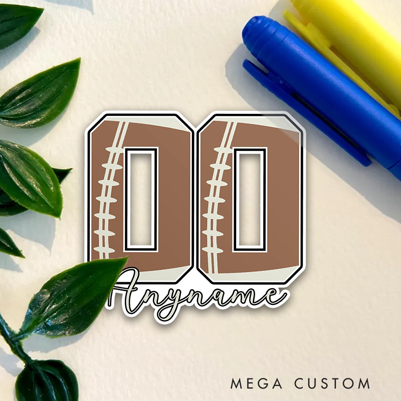 Personalized America Football and Rugby Sticker with Custom Player Name and Number for Fans
