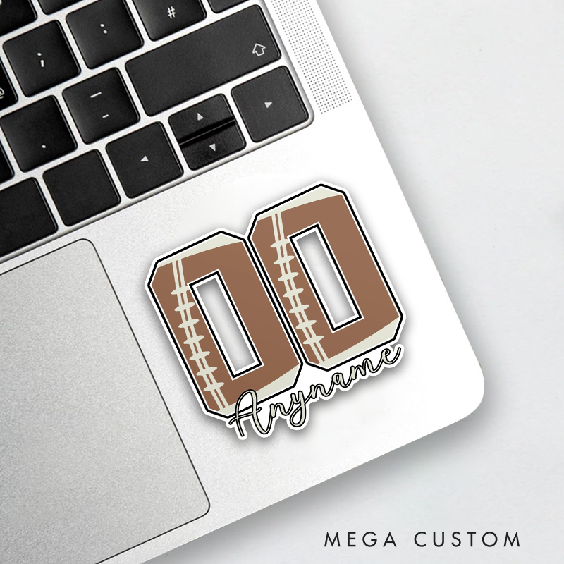 Personalized America Football and Rugby Sticker with Custom Player Name and Number for Fans