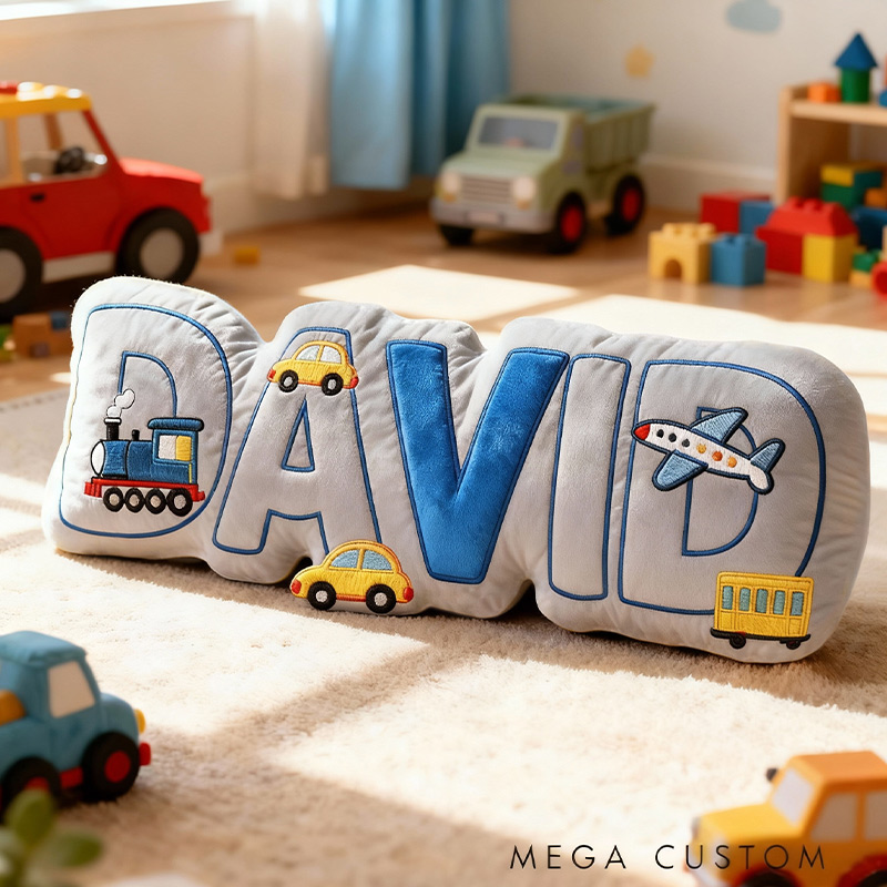  Personalized Vehicle Themed Cushion for Boys with Name Christmas Gift for Kids