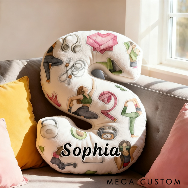 Personalized Yoga and Fitness Pillow Name Custom Yoga Pillow Funny Letter Pillow Graphic 3D Print Perfect for Meditation Relaxation and Home Decor