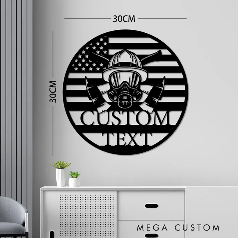 Personalized Firefighter Metal Sign Decor Custom Fire Department Name Number Wall Hanging Gift Fireman Appreciation Gift