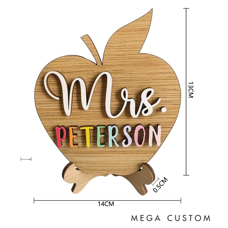 Personalized Desktop Teacher Apple Sign Teacher Name Plates Gift for Classroom School Decor Teacher Appreciation Gift