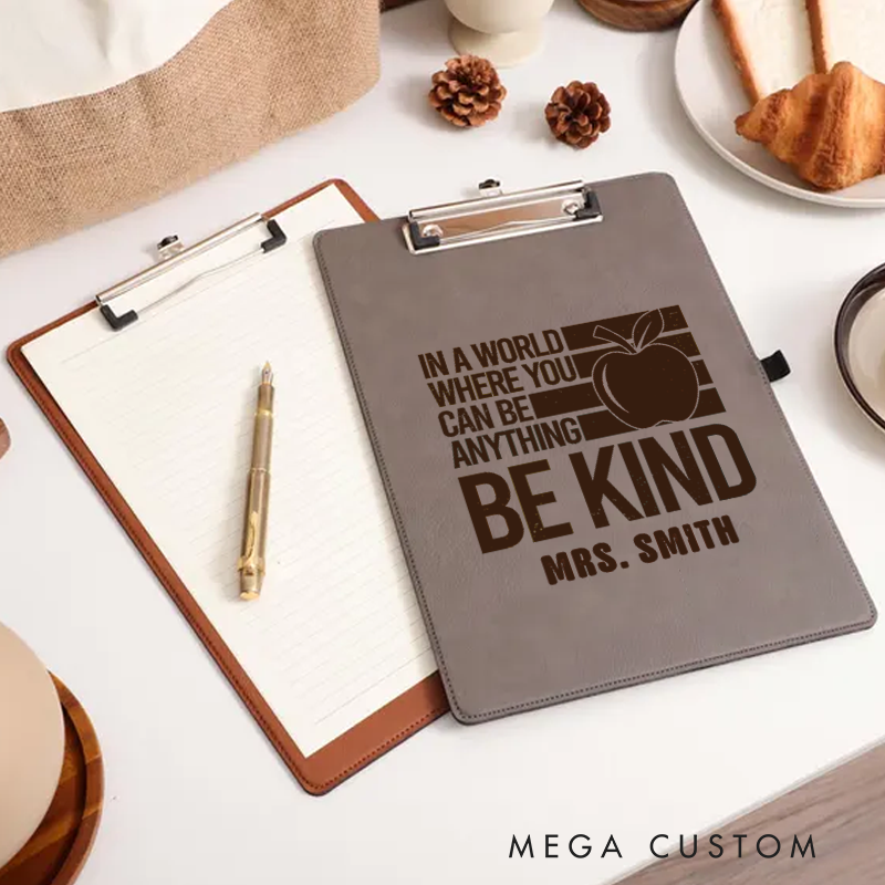 Personalized Leather Clipboard for Teachers Be Kind Teacher Design Clipboard Stylish and Practical Gift for Teachers