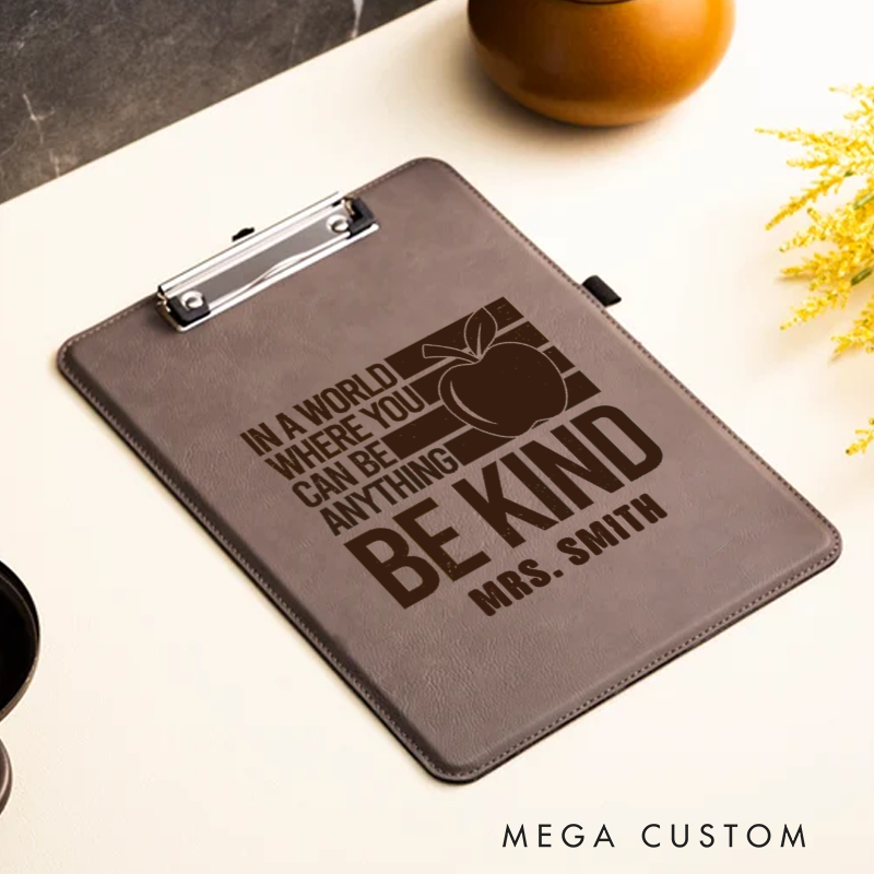 Personalized Leather Clipboard for Teachers Be Kind Teacher Design Clipboard Stylish and Practical Gift for Teachers