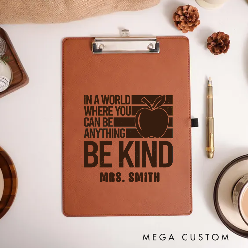 Personalized Leather Clipboard for Teachers Be Kind Teacher Design Clipboard Stylish and Practical Gift for Teachers