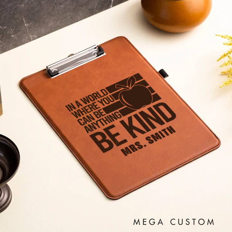 Personalized Leather Clipboard for Teachers Be Kind Teacher Design Clipboard Stylish and Practical Gift for Teachers