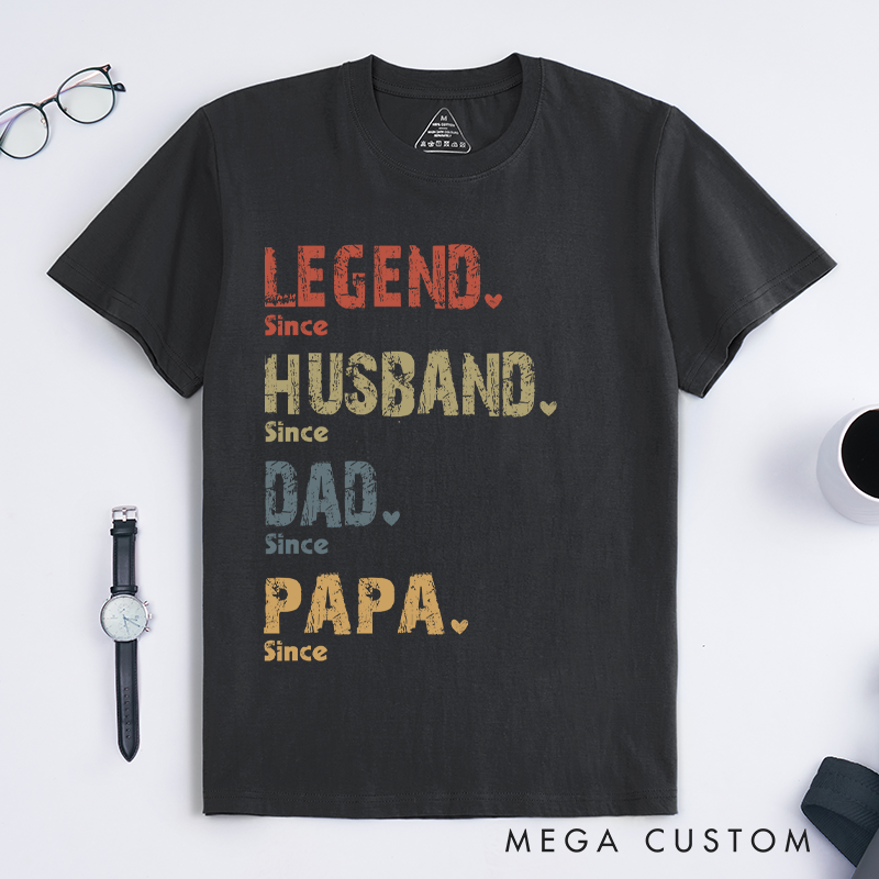 Personalized Legend Husband Dad and Papa Since Classic T-shirt Father's Day Birthday Gifts for Dad Grandpa