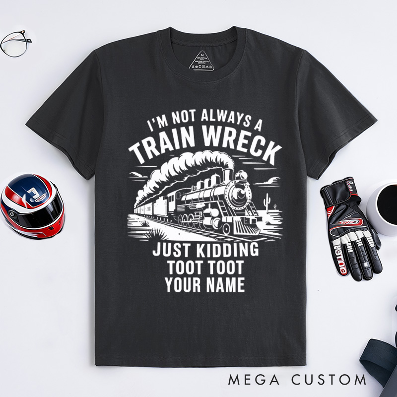 Personalized Train Enthusiast T-Shirt Custom Train Wreck Design Shirt Train Lover Gift