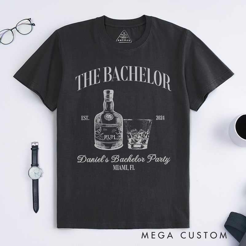 Personalized Groomsman Bachelor T-Shirt Rum-Themed Bachelor Party Groom Wedding Party Shirt Best Man Gift Shirt for Men