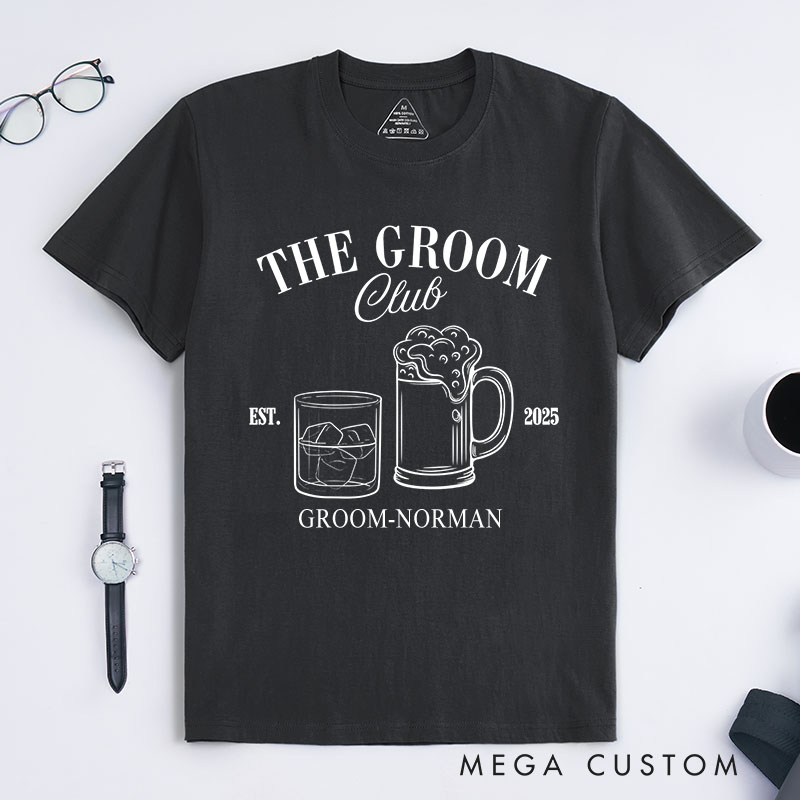Personalized Groom Groom Club Bachelor Party T-Shirts Beer & Whiskey Shirt for Wedding Groomsman Proposal Shirt Best Man Gift