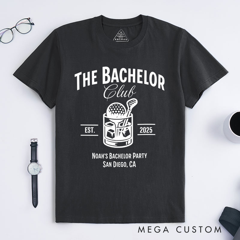 Personalized Groom Bachelor Club T-Shirt Golf Lover Bachelor Party Shirt Groomsman Proposal T-Shirt for Best Man Usher