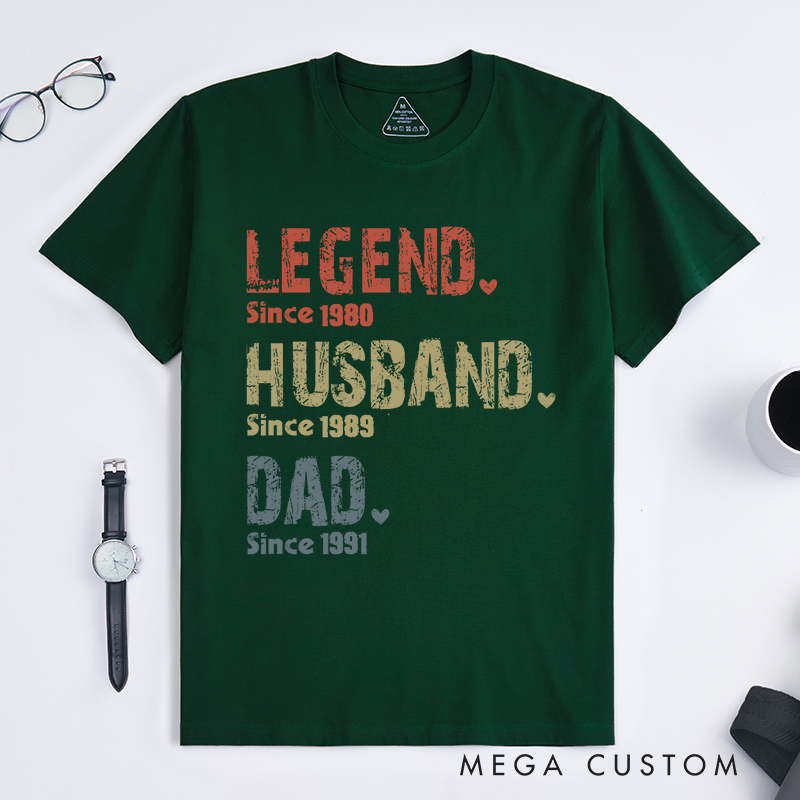 Personalized Legend Husband Dad and Papa Since Classic T-shirt Father's Day Birthday Gifts for Dad Grandpa