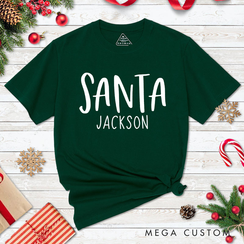 Personalized Couple Cute Santa and I Put Out for Santa Matching T-Shirt Couple Christmas T-Shirt for Husband Wife Boyfriend Girlfriend Gift