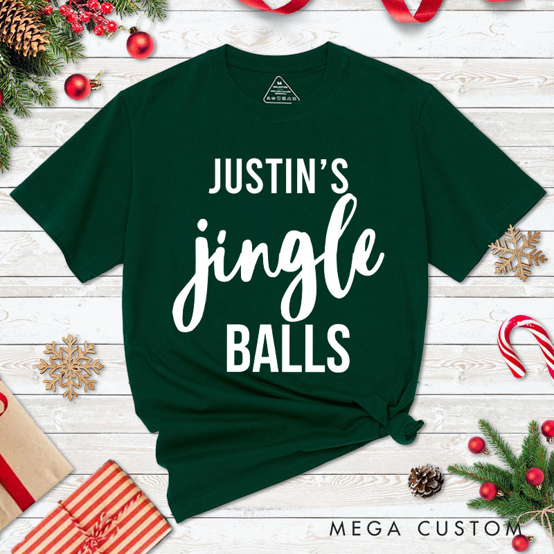 Personalized Couple Minimalist Jingle Balls and Tinsel Tits Christmas Matching T-Shirt Couple Xmas T-Shirt for Husband Wife Boyfriend Girlfriend