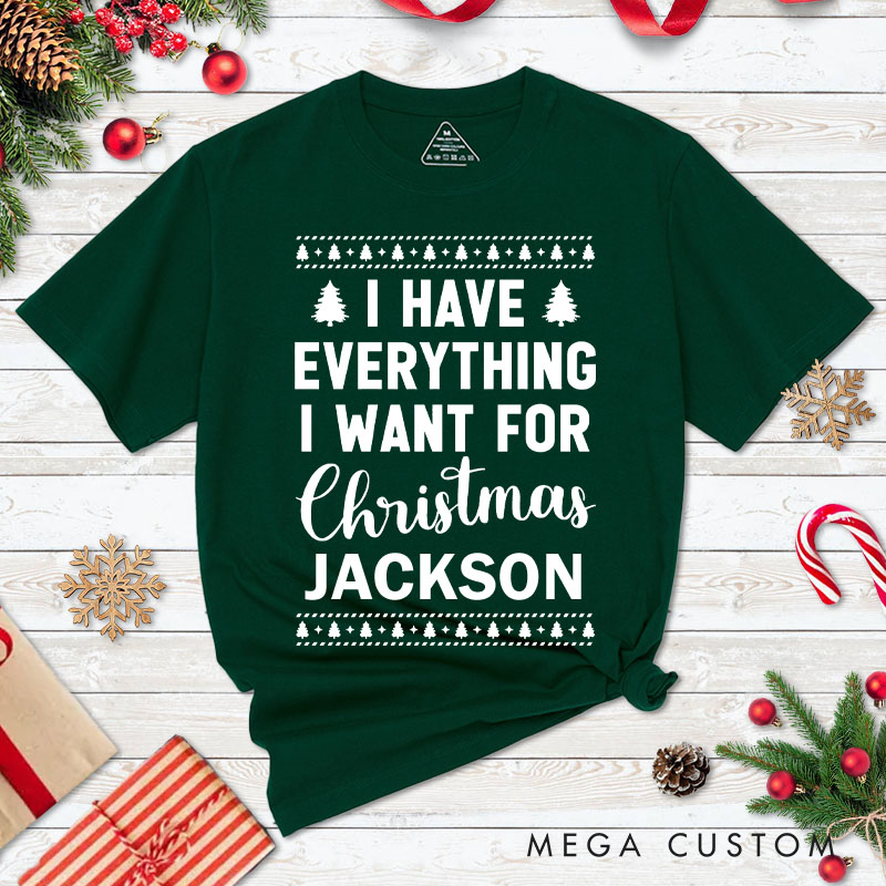 Personalized Couple Fun I Have Everything I Want for Christmas Matching T-Shirt Couple I'm Everything T-Shirt for Husband Wife Boyfriend Girlfriend