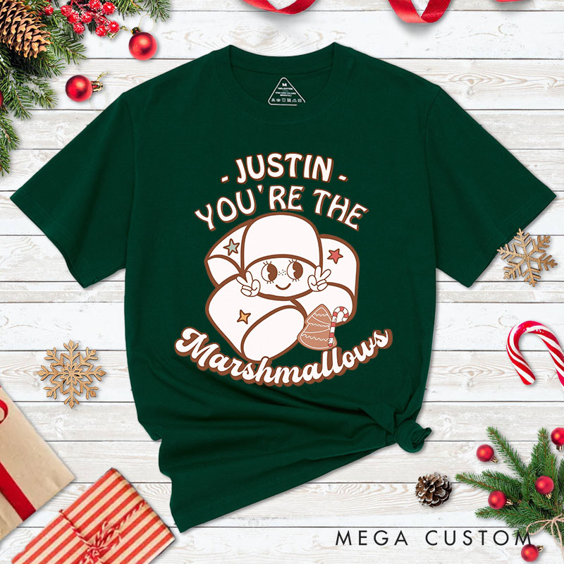 Personalized Couple You’re the Marshmallows Christmas T-Shirt Couple To My Hot Cocoa Matching Shirt for Husband Wife Boyfriend Girlfriend Tee Tops