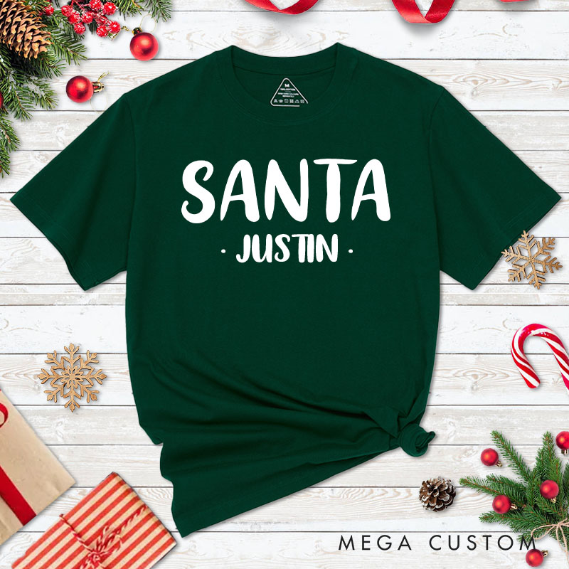 Personalized Couple Santa and I Put Out for Santa Christmas T-Shirt Couple Milk and Cookie Xmas Matching Tees for Husband Wife Boyfriend Girlfriend