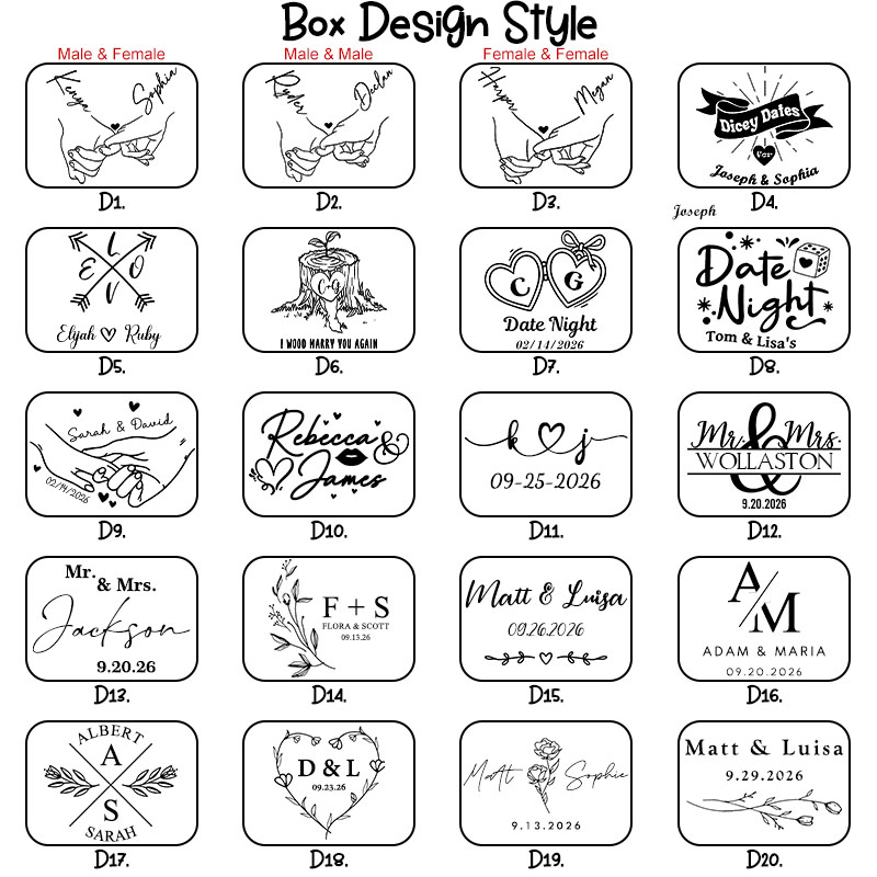 Personalized Couple Date Night Dice with Wooden Box Sexy Position Dice Valentine's Day Gift for Husband Wife Boyfriend Girlfriend Date Night Ideas