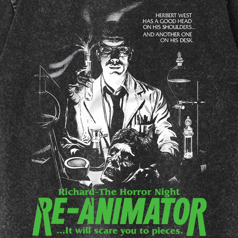 Personalized Re-Animator Horror Movie Washed T-Shirts Scary Movie Tshirt 80s Retro Movie Shirt Halloween