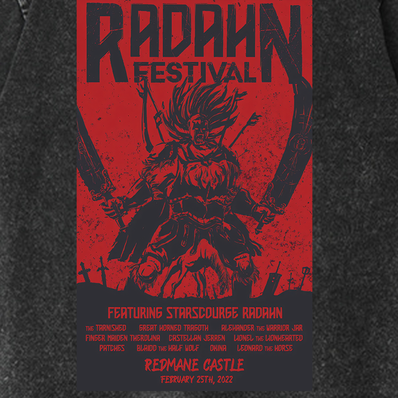 Personalized Red Radahn Festival Gothic Game Washed T-Shirts Video Game Tshirt Soulslike Shirt Music Lover