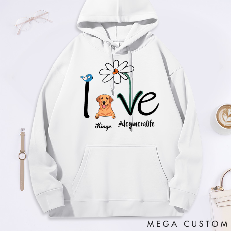 Personalized Dog Lover Flower and Love Classic Hoodies