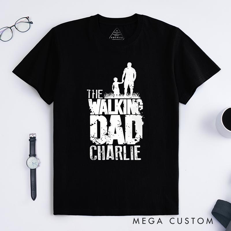 Personalized the Walking Dad Mens Classic T-Shirts Father Horror Geeky Tshirt for Movie Lovers Father's Day