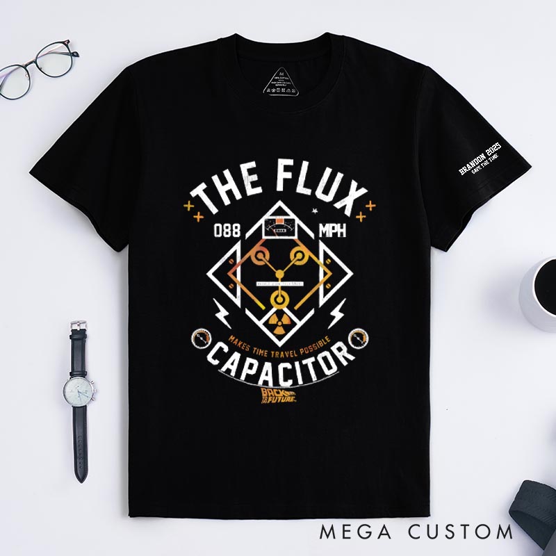 Personalized the Flux Capacitor Classic T-Shirts Future Fiction Movie Tshirt Geek Nerdy Movie Shirt