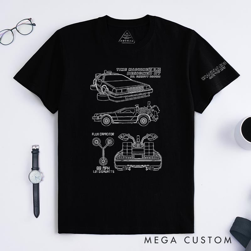 Personalized Time Machine Classic T-Shirts Future Fiction Movie Tshirt Geek Nerdy Movie Shirt