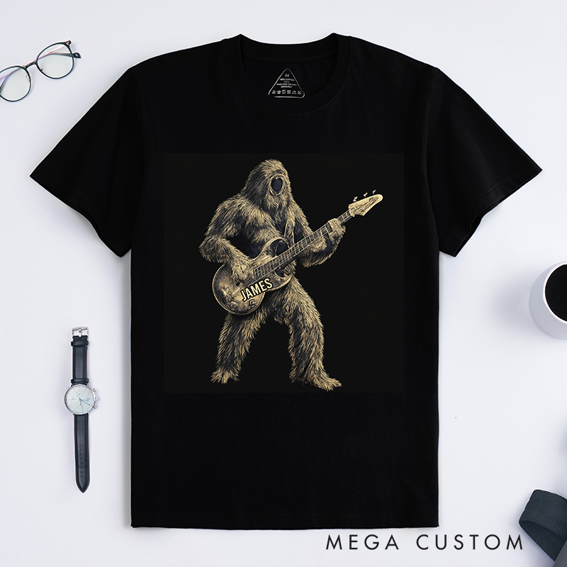 Personalized Classic T-Shirts Rock Big Foot Guitarist T-Shirt Vintage Music Graphic Tee for Music Lovers