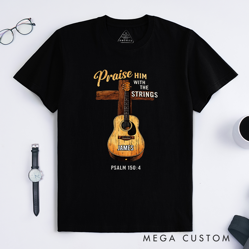 Personalized Classic T-Shirts Praise Him With My Strings T-Shirt Vintage Music Graphic Tee for Music Lovers