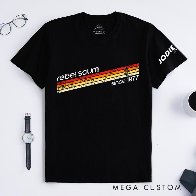 Personalized 1977 Rebel Scum Classic T-Shirts Galaxy Nerdy Geek Tshirt for Movie Lovers for Him