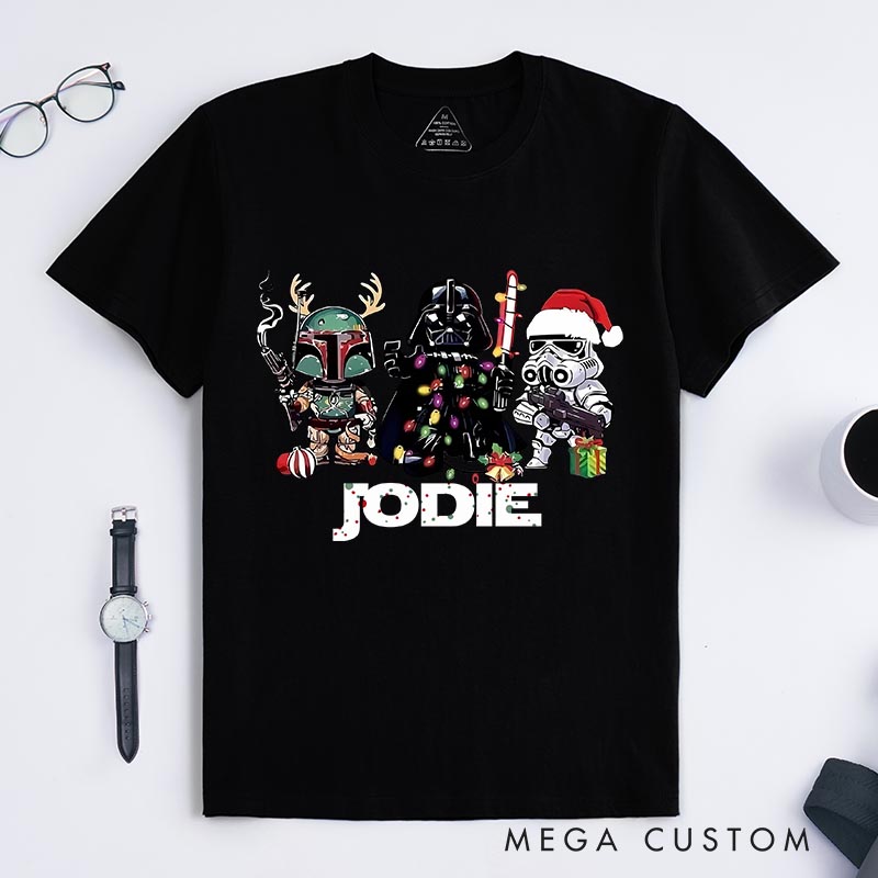 Personalized Christmas Galaxy Classic T-Shirts Star Holiday Fantasy Nerdy Geek Tshirt Christmas Gift