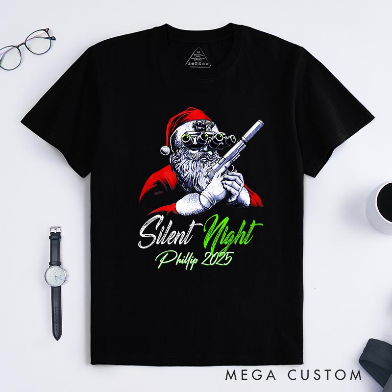 Personalized Silent Night Christmas Movie Classic T-Shirts Funny Holiday Tshirt Christmas Gift for Him