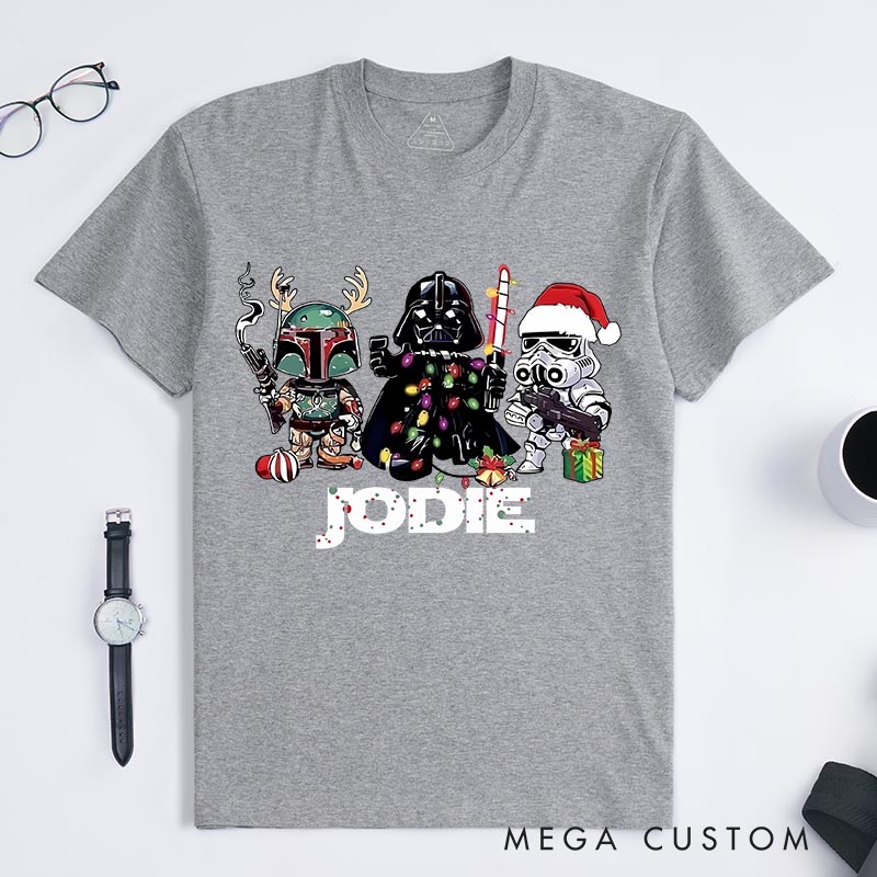 Personalized Christmas Galaxy Classic T-Shirts Star Holiday Fantasy Nerdy Geek Tshirt Christmas Gift