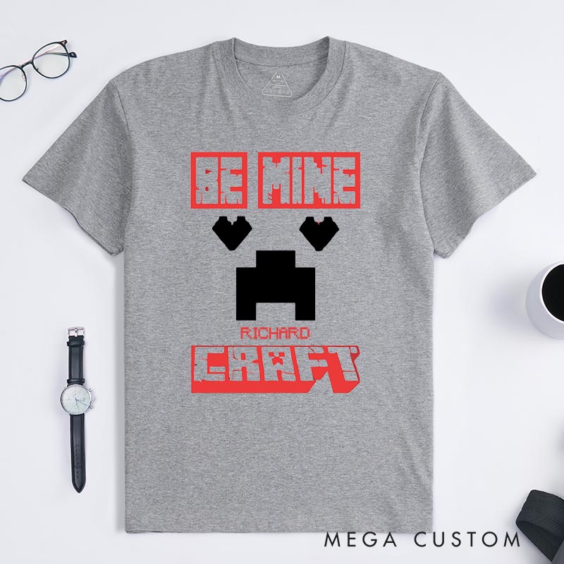 Personalized be Mine Classic T-Shirts Pixel Building Video Game Tshirt Fantasy Game Shirt