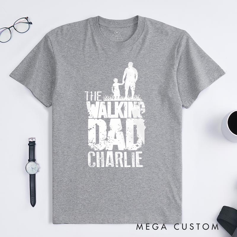 Personalized the Walking Dad Mens Classic T-Shirts Father Horror Geeky Tshirt for Movie Lovers Father's Day