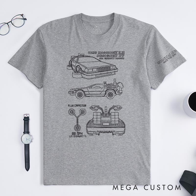 Personalized Time Machine Classic T-Shirts Future Fiction Movie Tshirt Geek Nerdy Movie Shirt