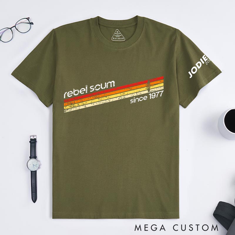 Personalized 1977 Rebel Scum Classic T-Shirts Galaxy Nerdy Geek Tshirt for Movie Lovers for Him