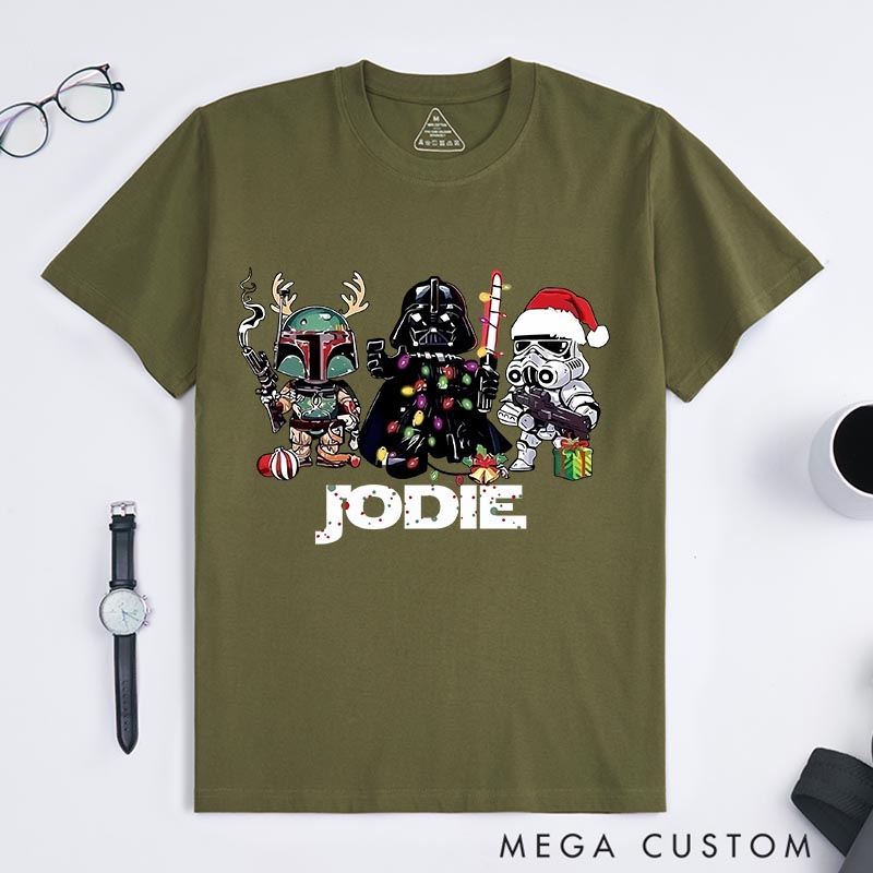 Personalized Christmas Galaxy Classic T-Shirts Star Holiday Fantasy Nerdy Geek Tshirt Christmas Gift