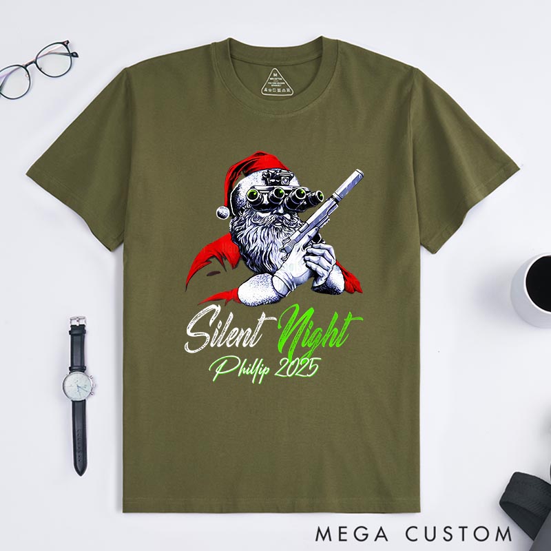 Personalized Silent Night Christmas Movie Classic T-Shirts Funny Holiday Tshirt Christmas Gift for Him