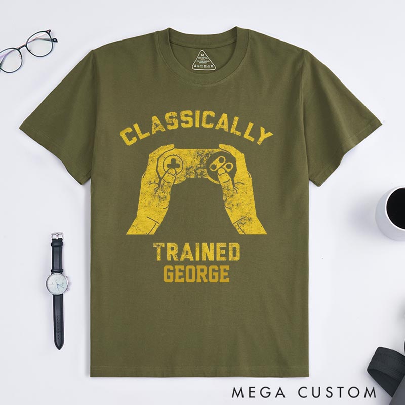 Personalized Classically Trained Game Classic T-Shirts Video Game Tshirt Geek Gaming Nerd Shirt